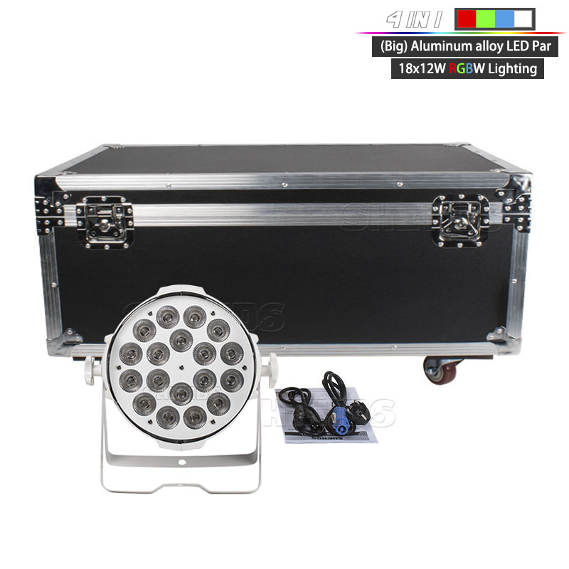 4/6/8 Pcs With Flight Case Big Aluminum Alloy White LED Par 18x18W RGBWA+UV 4/5/6IN1 Lighting