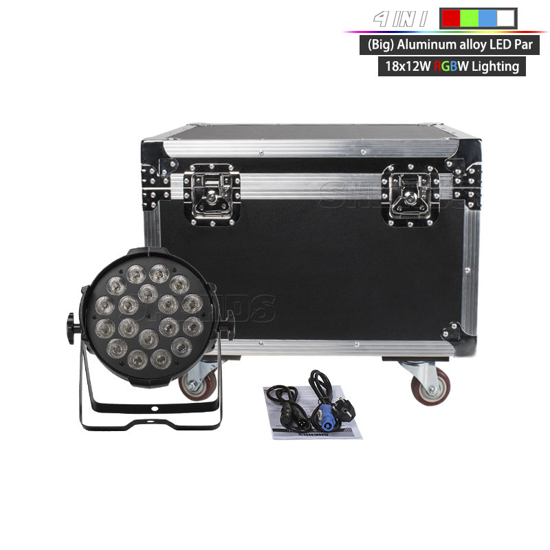FlightCase With Big Black Shell Aluminum alloy LED Par 18x18W RGBWA+UV Lighting