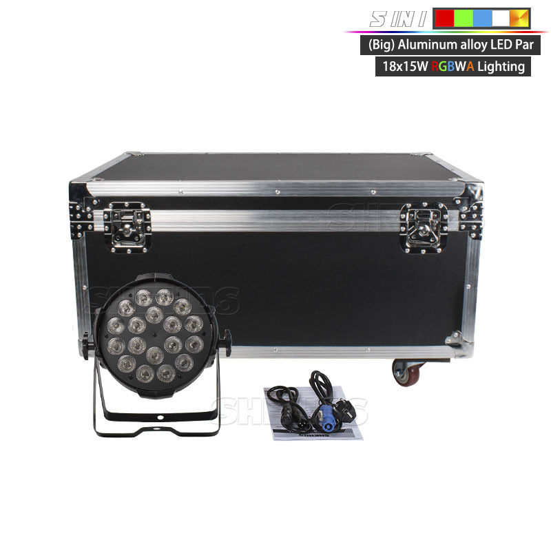 FlightCase With Big Black Shell Aluminum alloy LED Par 18x18W RGBWA+UV Lighting