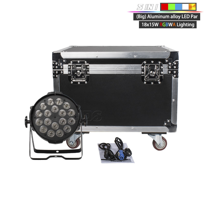 FlightCase With Big Black Shell Aluminum alloy LED Par 18x18W RGBWA+UV Lighting