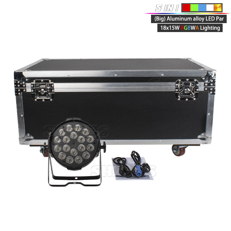 FlightCase With Big Black Shell Aluminum alloy LED Par 18x18W RGBWA+UV Lighting