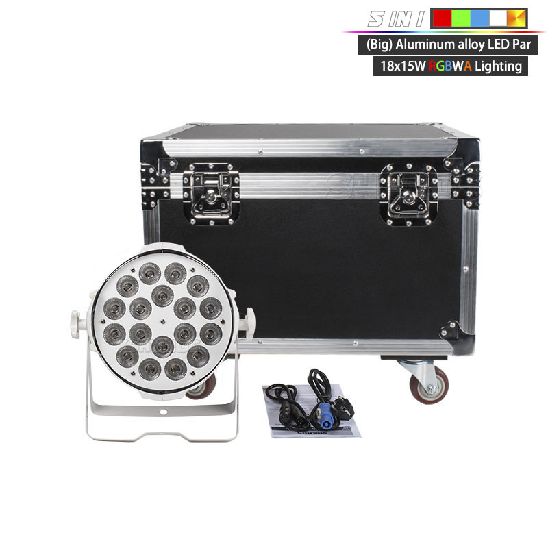 4/6/8 Pcs With Flight Case Big Aluminum Alloy White LED Par 18x18W RGBWA+UV 4/5/6IN1 Lighting