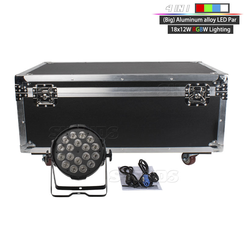 FlightCase With Big Black Shell Aluminum alloy LED Par 18x18W RGBWA+UV Lighting