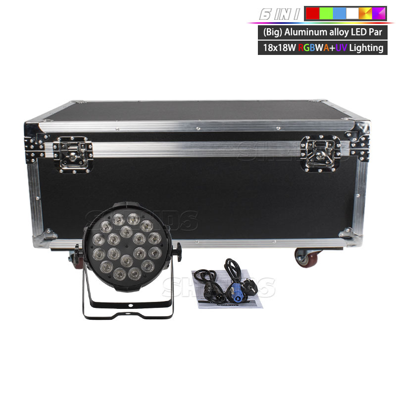 FlightCase With Big Black Shell Aluminum alloy LED Par 18x18W RGBWA+UV Lighting