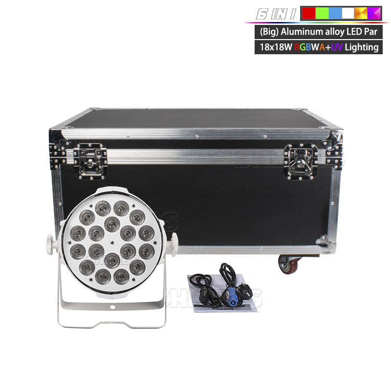 4/6/8 Pcs With Flight Case Big Aluminum Alloy White LED Par 18x18W RGBWA+UV 4/5/6IN1 Lighting