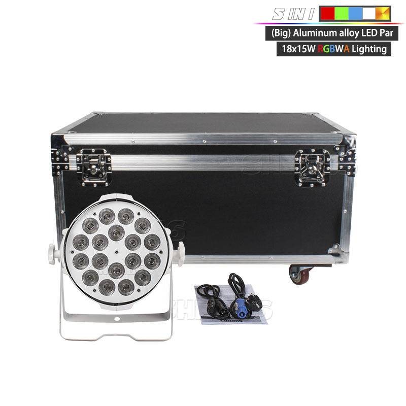 4/6/8 Pcs With Flight Case Big Aluminum Alloy White LED Par 18x18W RGBWA+UV 4/5/6IN1 Lighting