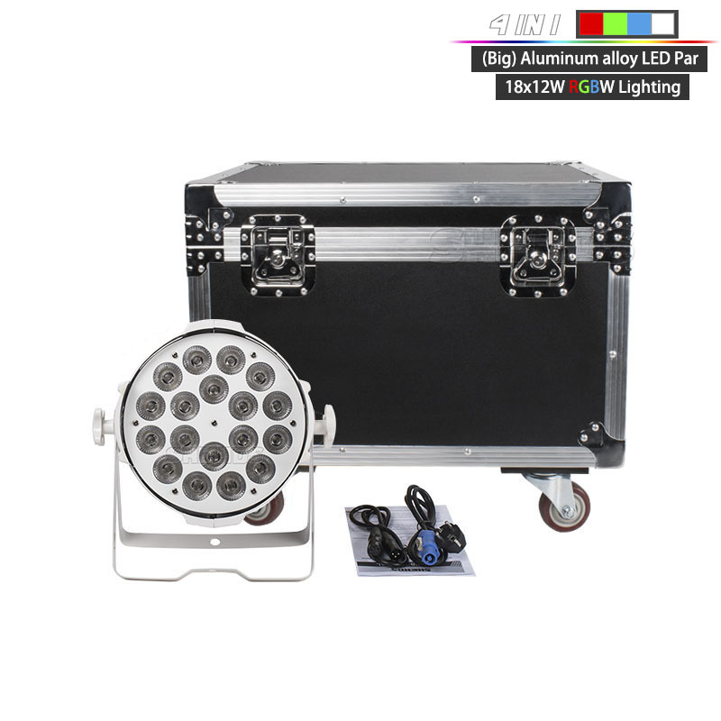 4/6/8 Pcs With Flight Case Big Aluminum Alloy White LED Par 18x18W RGBWA+UV 4/5/6IN1 Lighting