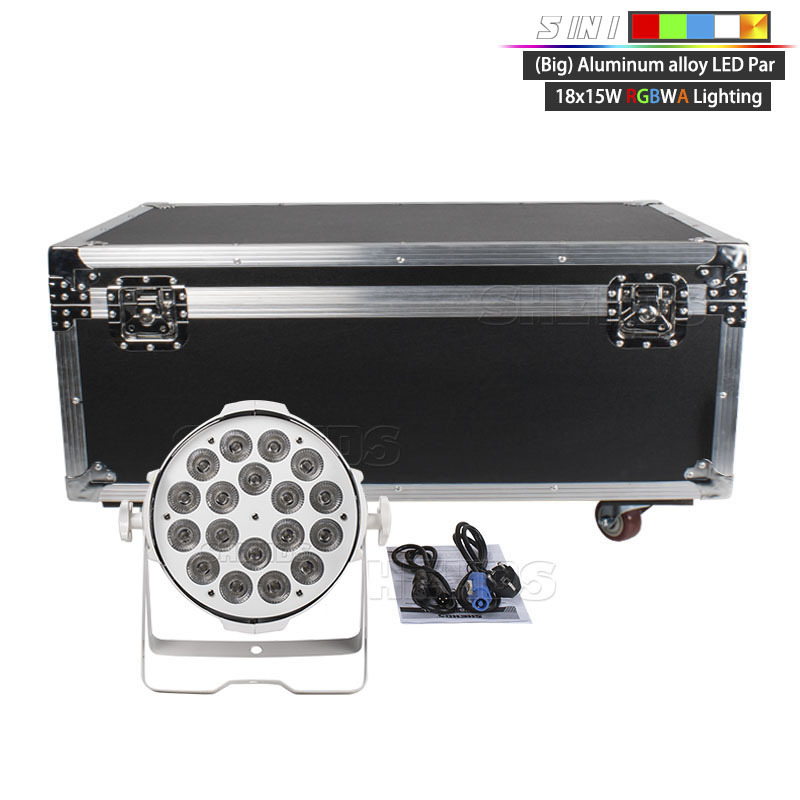 4/6/8 Pcs With Flight Case Big Aluminum Alloy White LED Par 18x18W RGBWA+UV 4/5/6IN1 Lighting