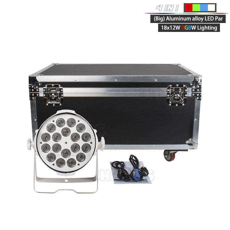 4/6/8 Pcs With Flight Case Big Aluminum Alloy White LED Par 18x18W RGBWA+UV 4/5/6IN1 Lighting