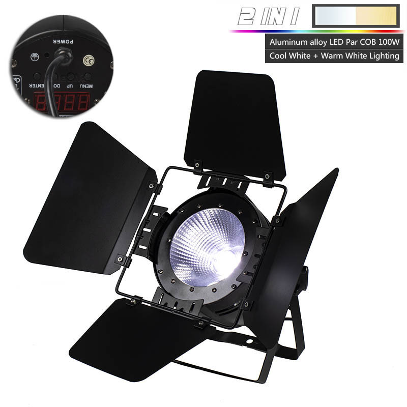 FlightCase LED Par Aluminum Alloy COB 100W  Cool&Warm White Lighting Flapper Fixed Plug Wash Strobe Effect Stage Light
