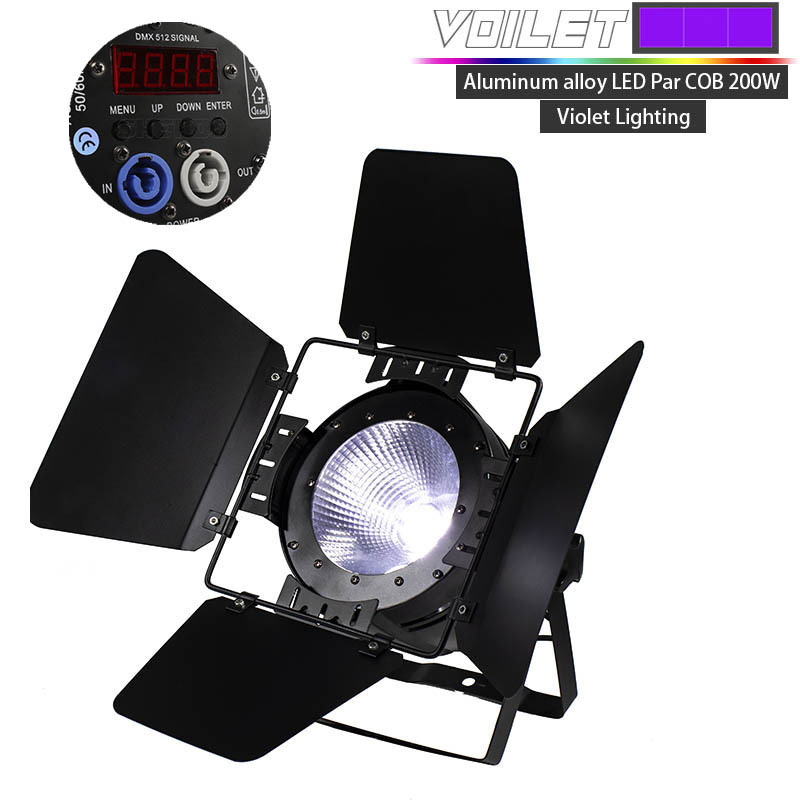 FlightCase Aluminum alloy LED Par COB 200W  Violet Lighting For DJ Disco Parties Nightclub Bar