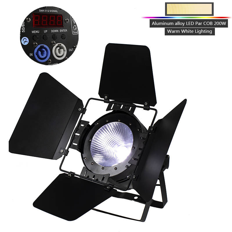 FlightCase Aluminum Alloy 200W COB Warm&Cool White Led Par Light With Barn Doors