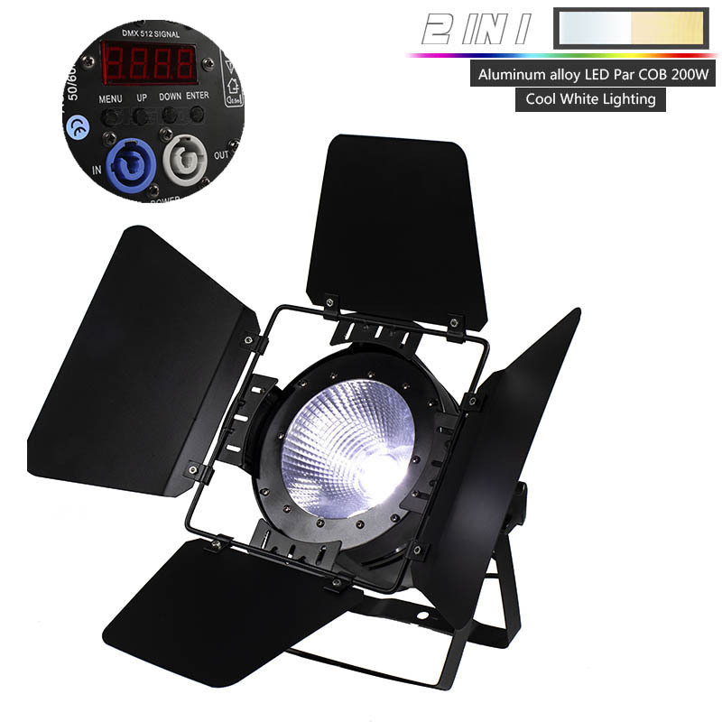 FlightCase Aluminum Alloy 200W COB Warm&Cool White Led Par Light With Barn Doors