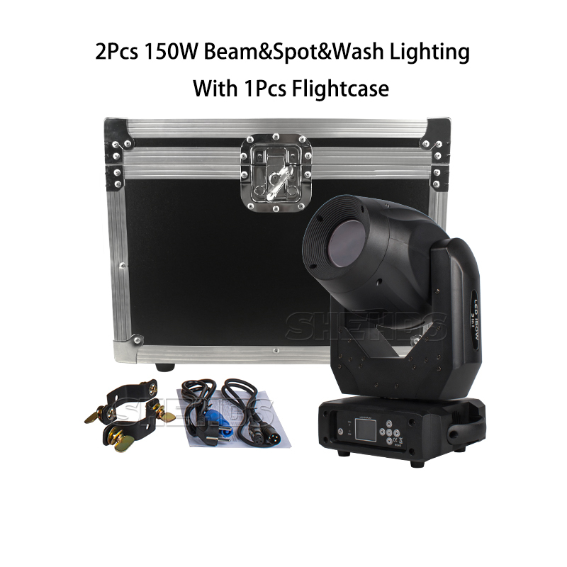 2pcs With FlightCase Beam&Spot&Wash 150W 3IN1 Moving head Lighting Spotlight DJ Disco Stage Moving Head Lights Stage DJ Lighting