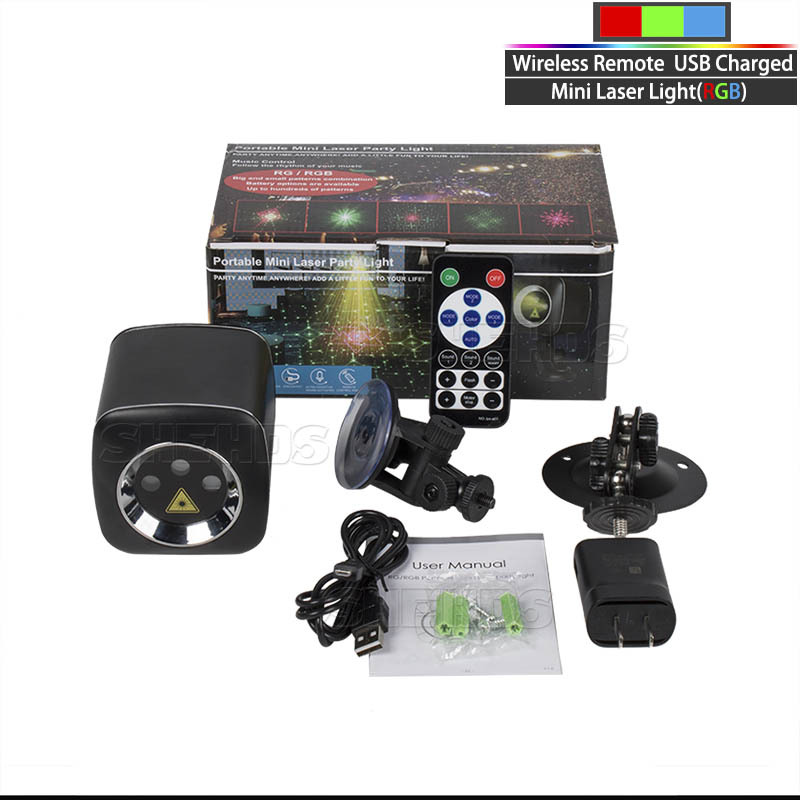 Wireless Remote USB RGB&RG Charged Mini Laser Light DJ Disco Party Effect Lighting