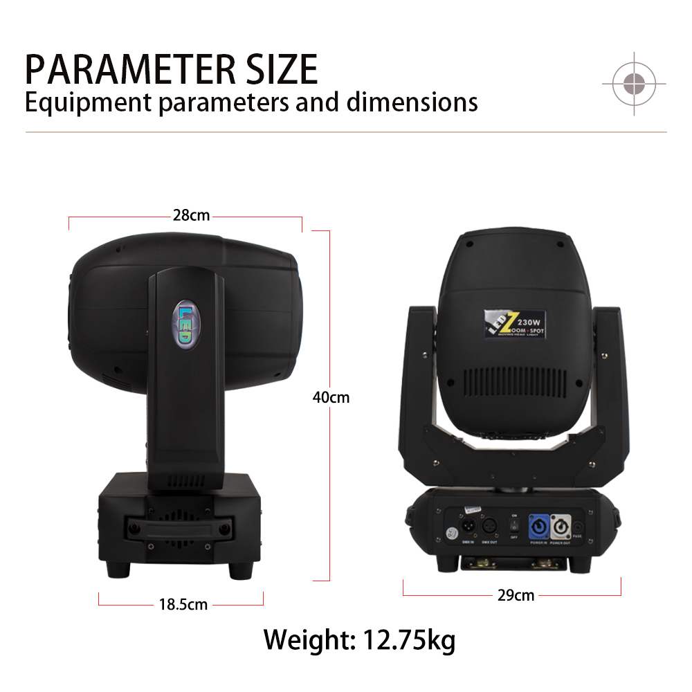 LED 230W Spot Zoom GOBO&Color Plate Moving Head light (Upgrade From Beam 230W 7R) DJ Disco Stage Moving Head Lights Stage DJ Lighting