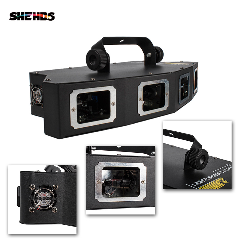 Laser Bar DMX 3D 4 Head RGB GOBO Scanner Line Disco DJ Projector Stage Effect Laser Light