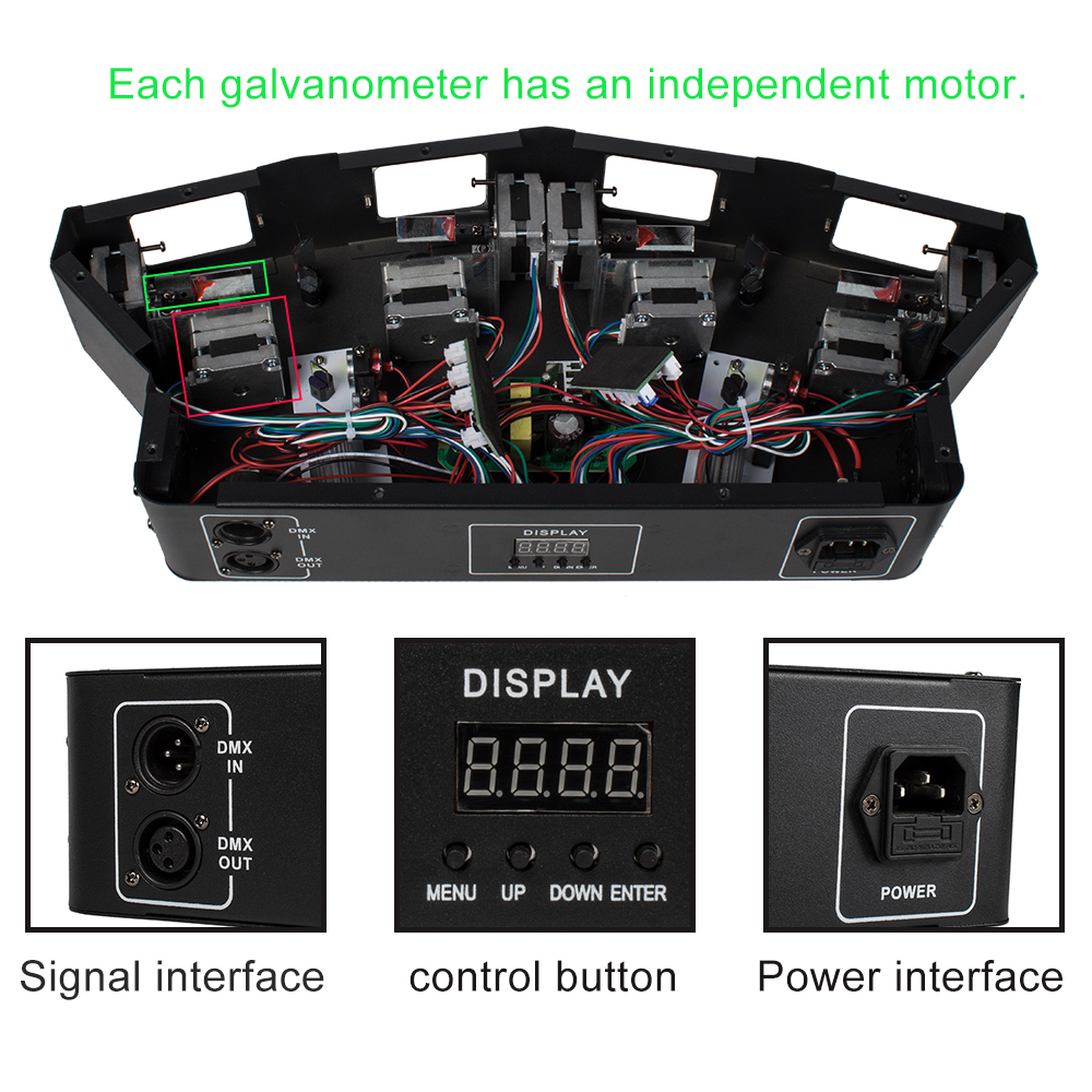 Laser Bar DMX 3D 4 Head RGB GOBO Scanner Line Disco DJ Projector Stage Effect Laser Light