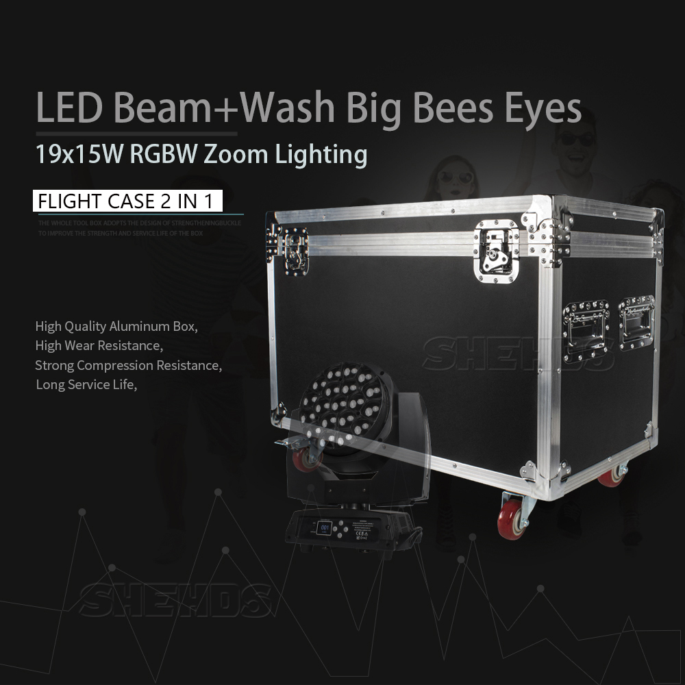 Flight Case "For" 2pcs LED Beam + Wash Big Bee Eye 19x15W RGBW Moving Head Lighting Latest Design (Only Flight Case)