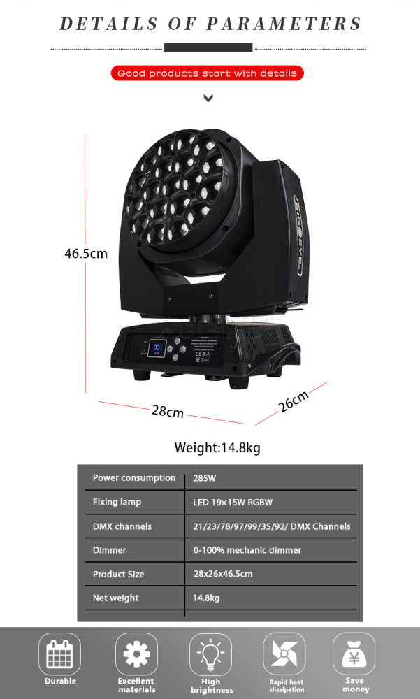 Flight Case "For" 2pcs LED Beam + Wash Big Bee Eye 19x15W RGBW Moving Head Lighting Latest Design (Only Flight Case)