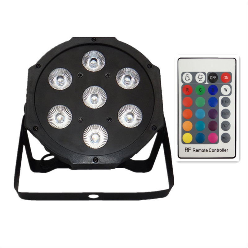 Wireless Remote Control LED Flat Par 7x18W RGBWA UV Lighting For Stages, Night Clubs, Disco, Hotels Family Birthday Party, Good for DJ etc