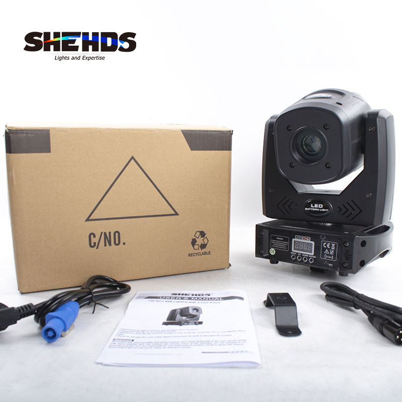 LED Spotlight 80W With 3-Prism Gobo Moving Head Light Party Dj Equipment DJ Disco Stage Moving Head Light