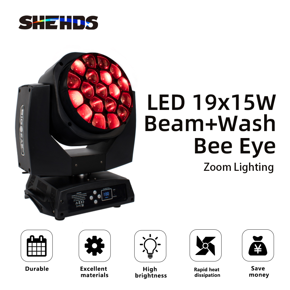 LED Beam/Wash Bee Eye 19x15W RGBW Moving Head DJ Disco Stage Moving Head Lights Stage DJ Lighting