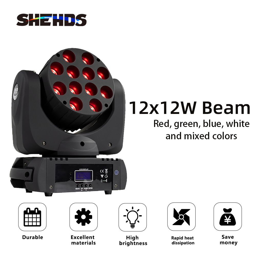 LED Beam 12x12W RGBW Moving Head  Light DMX512 Good for Patry DJ Disco Concert