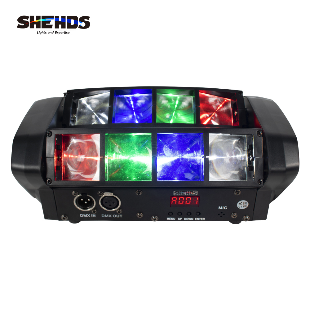 (PowerCon plug) Mini LED Beam 8x6W Spider Light RGBW Laser DJ Show Moving Head Lighting