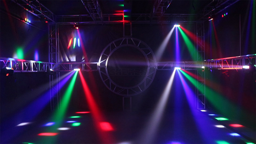 (PowerCon plug) Mini LED Beam 8x6W Spider Light RGBW Laser DJ Show Moving Head Lighting