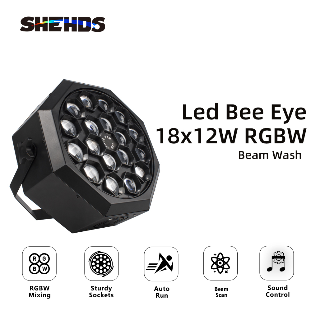 Led Par Light Bee Eye 18x12W RGBW Lighting  Beam&Wash Light DJ Disco Stage Moving Head Light