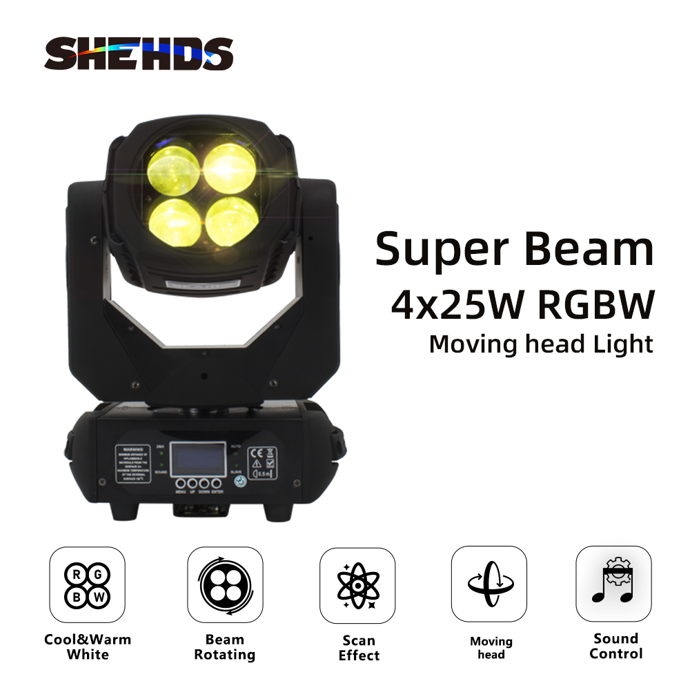 LED Super Beam 4x25W RGBW Moving Head Lighting