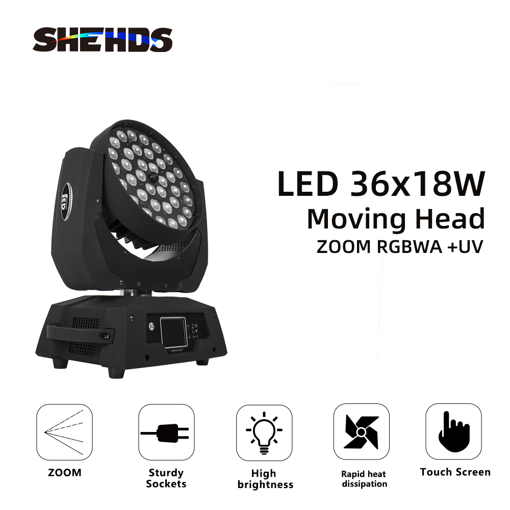 LED Wash 36x18W RGBWA+UV 6in1 Moving Head Stage Lighting Free and Fast Shipping