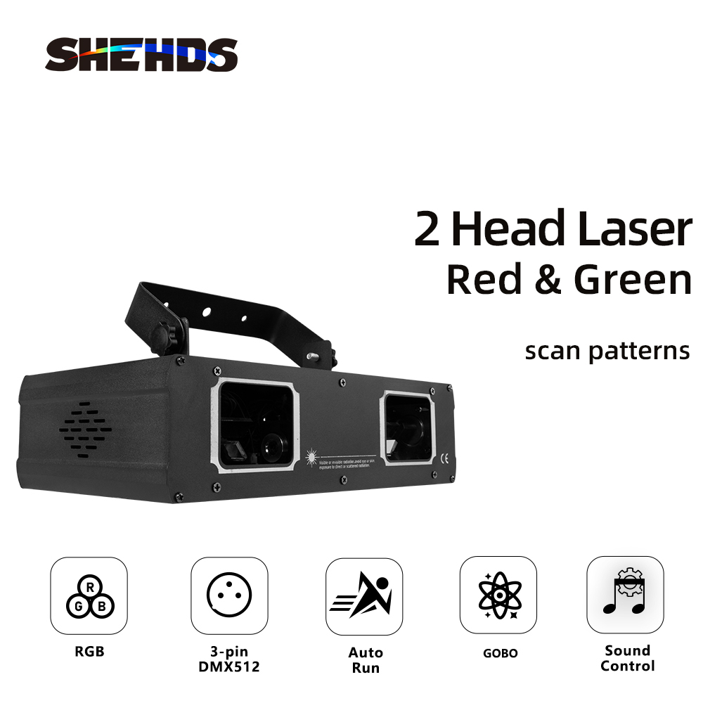 Laser Lamp 2 Head Laser Dual Hole Stage Effect DMX512 Lighting For Dance Floor And DJ Disco Party KTV Nightclub