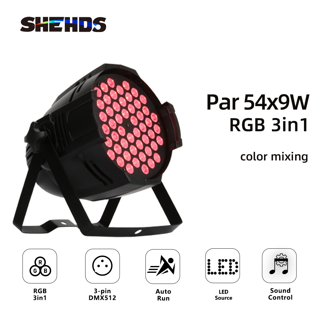 Aluminum Alloy Aviation Plug LED Par 54x9W RGB LED Lighting DMX512  DJ Stage Light Design