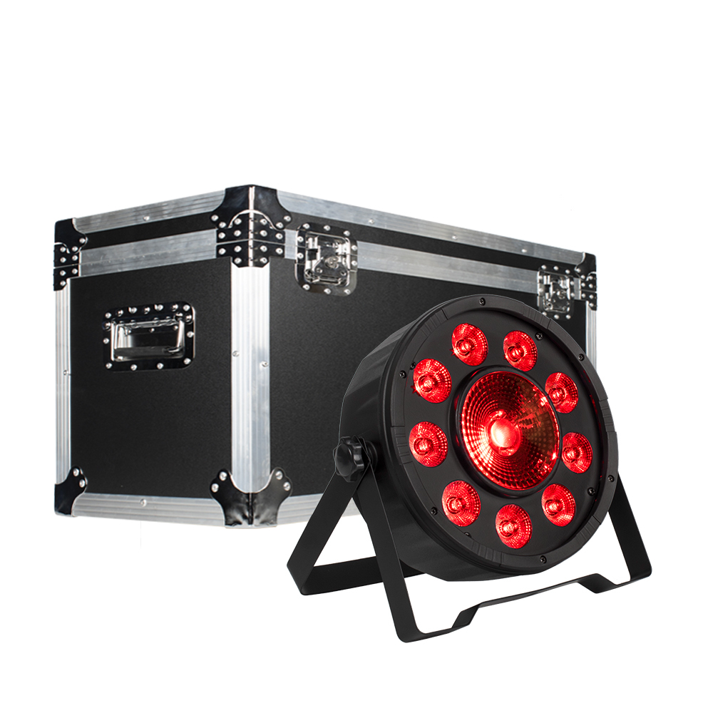 Flight Case with 6/8/10/12/16 pieces LED Flat Par 9x10WD+30W RGB Light RGB 3IN1 Lighting for Club Party Disco DJ,SHEHDS Stage Lighting