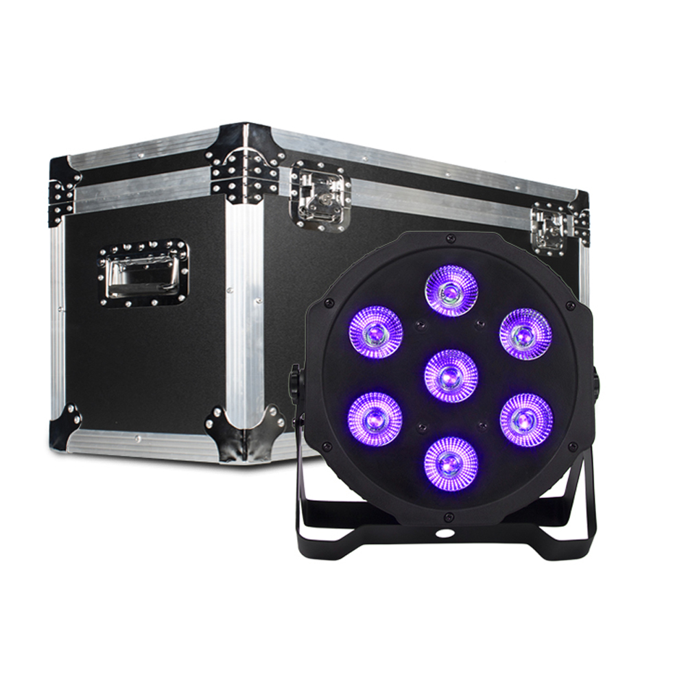 FlightCase With 6/8/10/12/16pcs LED Luxury DMX 8 Channels Led Flat Par Light 7x18W RGBWAUV 6IN1