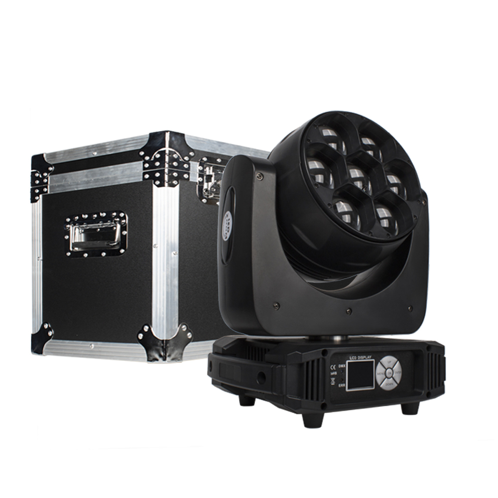 Flight Case "WITH" Bee Eye Beam&Wash 7x40W Moving Head Light LED Zoom RGBW (2pcs) DJ Disco Stage Moving Head Lights Stage DJ Lights