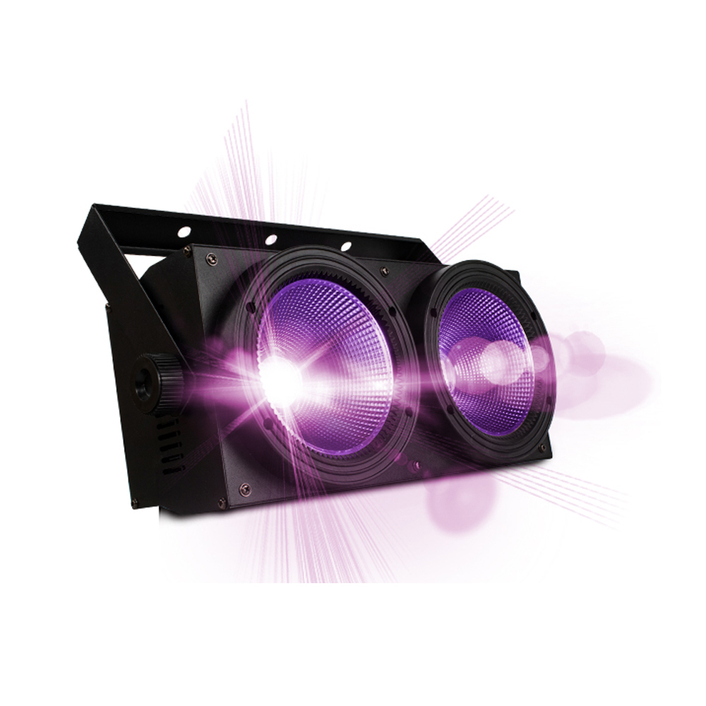 Fashional 2eyes 2x100W Led Blinder 200W COB Par RGBWA+UV 6IN1 DMX Stage Lighting Effect Audience Lighting DJ Equipment Disco