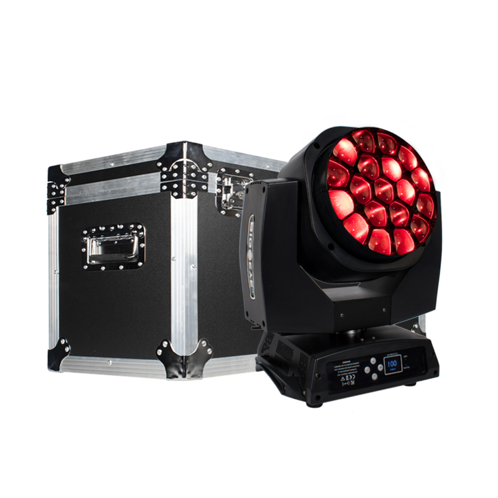 Flight Case "WITH" 2 pcs 19x15W Beam&Wash Bees Eye Light LED Zoom RGBW DJ Disco Stage Moving Head Lights Stage DJ Lighting