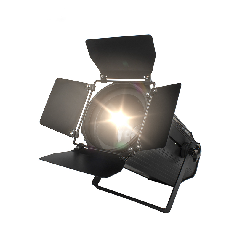 （With Barndoors）Two-tone LED 200W COB Zoom Par Light Warm/ Cool White Lighting LED Par Light Stage Disco Party Light DMX 512 Professional DJ Equipment