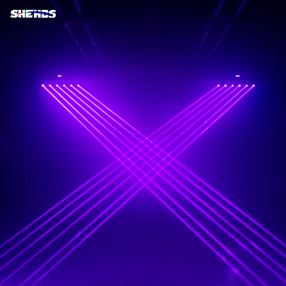 Laser Moving Head 3000mW RGB 3in1 DMX Scanner Laser Light 6 Head Full Color For Party Disco DJ Bar