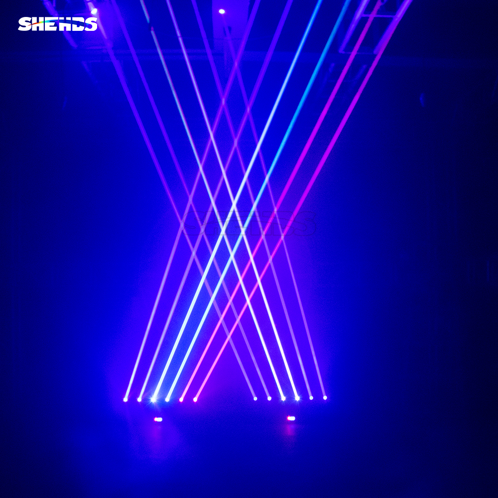 Laser Moving Head 3000mW RGB 3in1 DMX Scanner Laser Light 6 Head Full Color For Party Disco DJ Bar