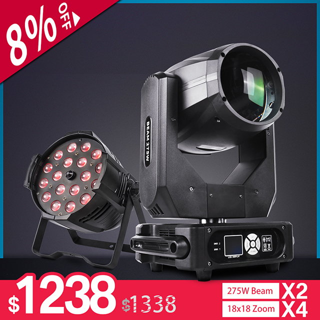 Groups Sales 2 Pcs Beam 275W 10R +4 Pcs Zoom par 18x18w Stage lighting DJ Nightclub