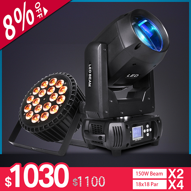 Bundle Sales 2 Pcs Beam 150W +4 Pcs Slim Par 18x18w Stage lighting DJ Nightclub