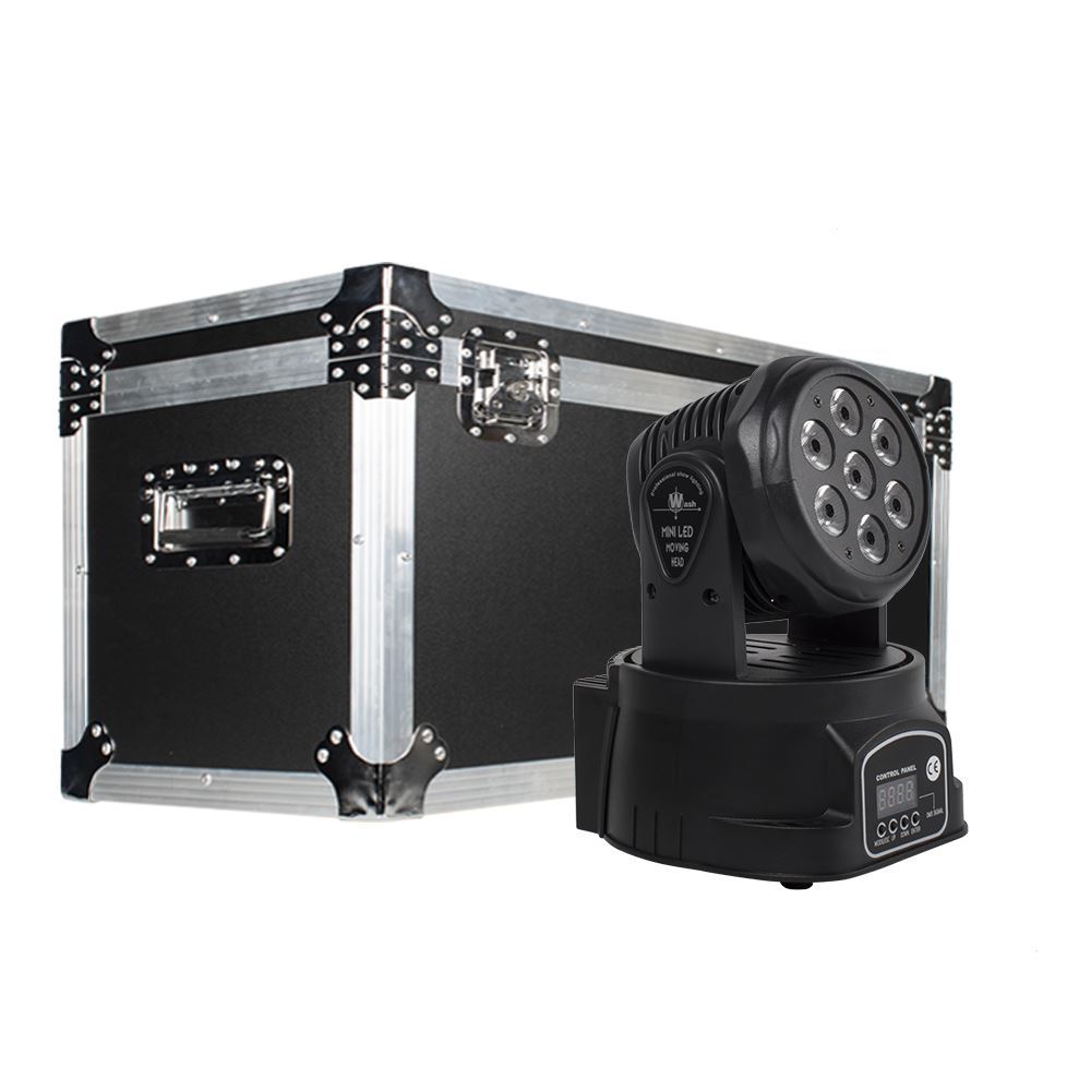 FlightCase "WITH" 7x18W 6in1 Moving Head Light  (2/4pcs) DJ Disco Stage Moving Head Lights