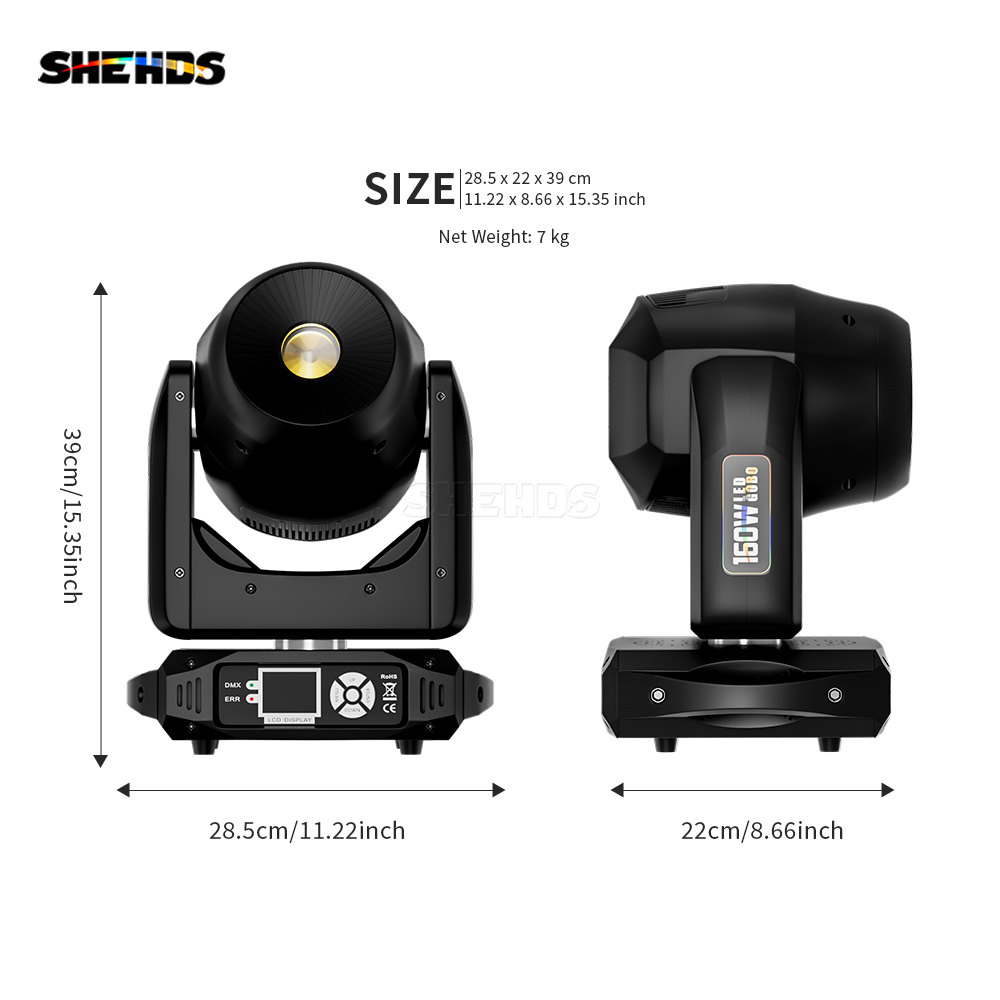 NEW 8 Prism LED Spotlight 160W  Gobo Light  With LCD Display Stage Effect Lighting DJ Disco Stage Moving Head Lights Stage Lighting