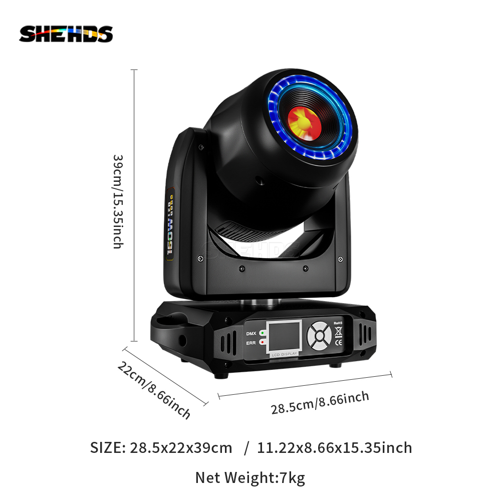 NEW (8-Prism) LED Spot 160W Gobo Lights With Aperture With LCD Display Stage Effect Lighting DJ Disco Stage Moving Head Lights Stage Lighting