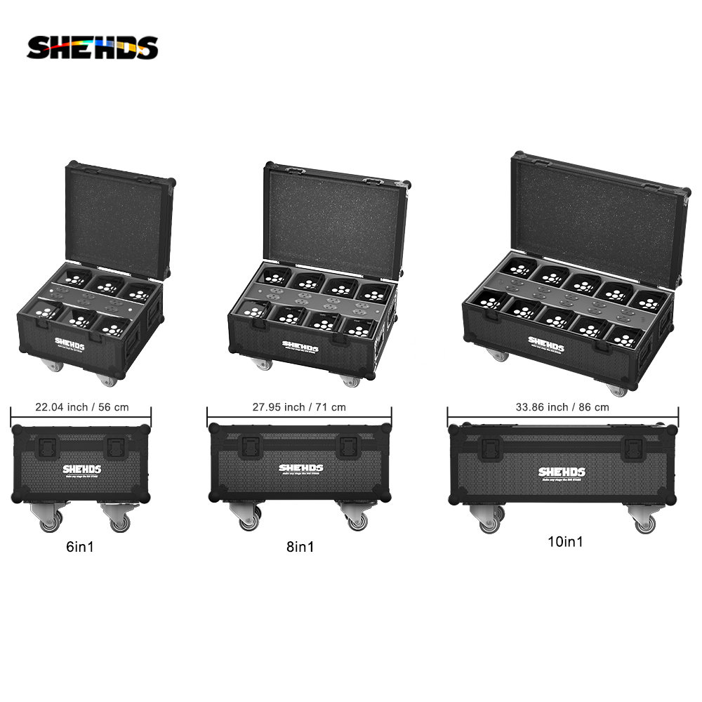 Rechargeable Flight Case For 6/8/10 pcs 6x18W 6in1 RGBAW+UV Wireless Remote Control Wifi Battery Lighting