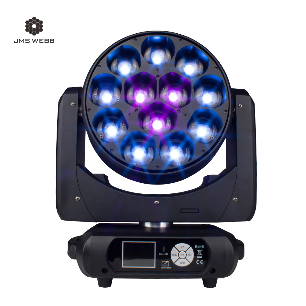 JMS WEBB LED Beam/Wash Bee Eye 12x40w RGBW Moving Head DJ Disco Stage Moving Head Lights Stage for Church Theater